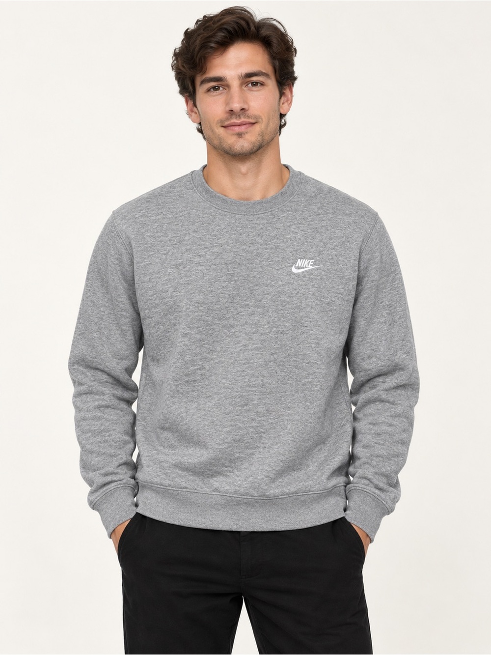 Nike Sportswear Gray Heather Embroidered Logo Crewneck Sweatshirt Men’s Small
